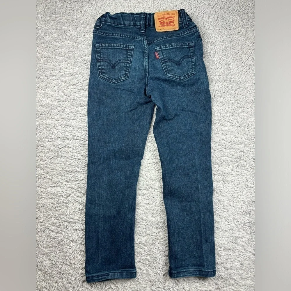 Levi's Jeans Boys 7 Slim 511 Straight Dark Wash Casual Adjustable Waist Denim